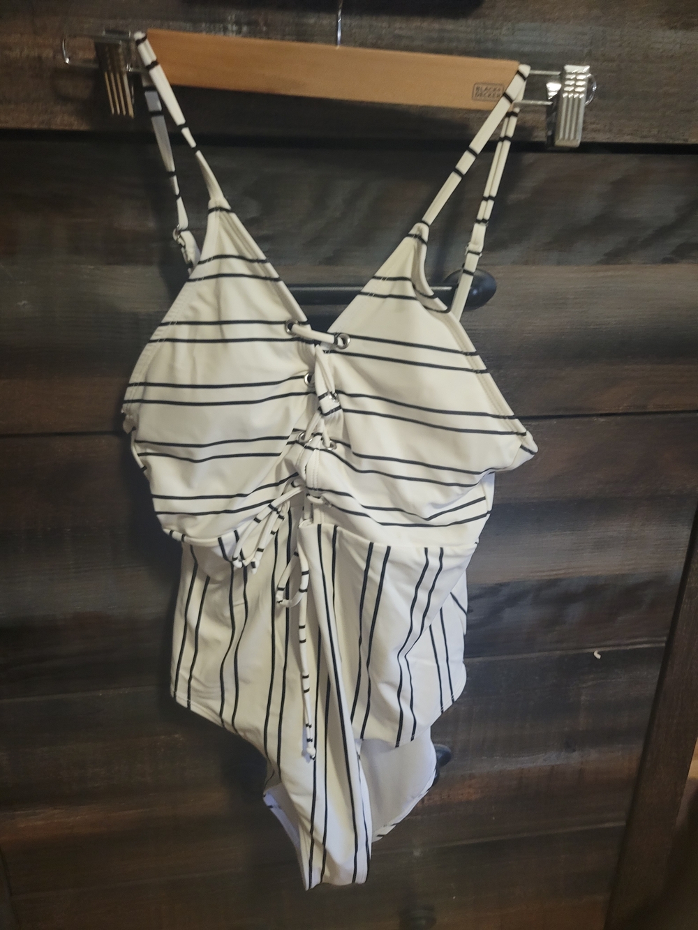 Cupshe White One-Piece Swimsuit with Black Stripes